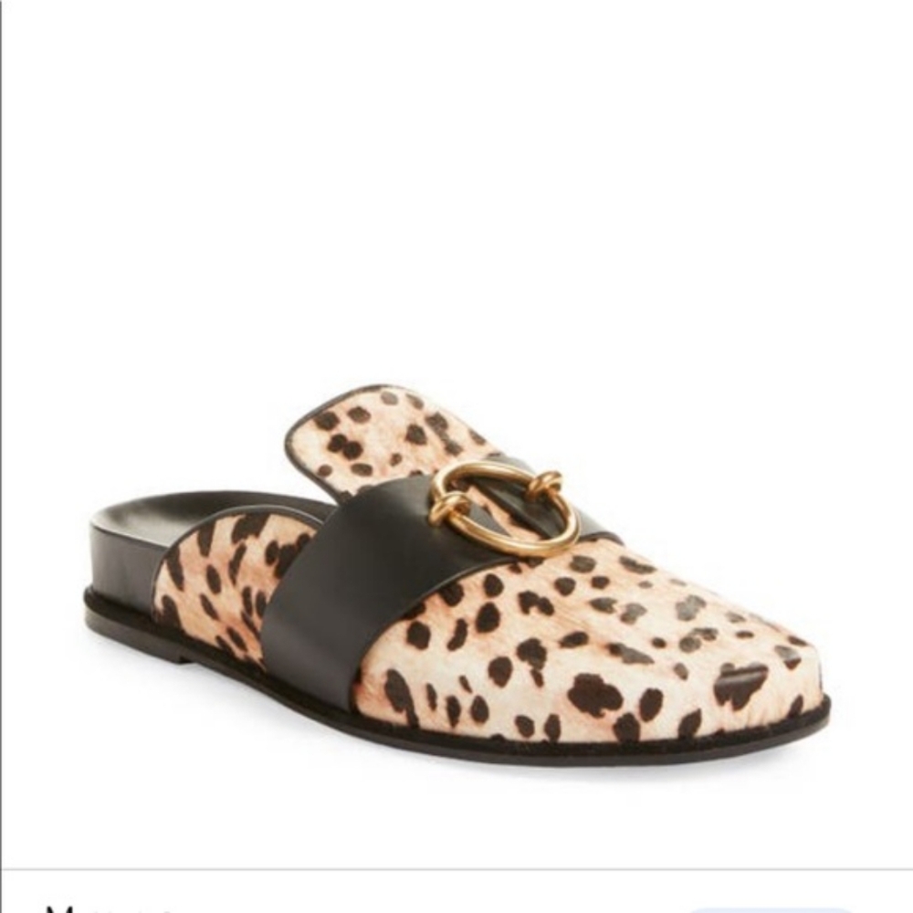 FRAME Animal Print Mules with Gold Accent